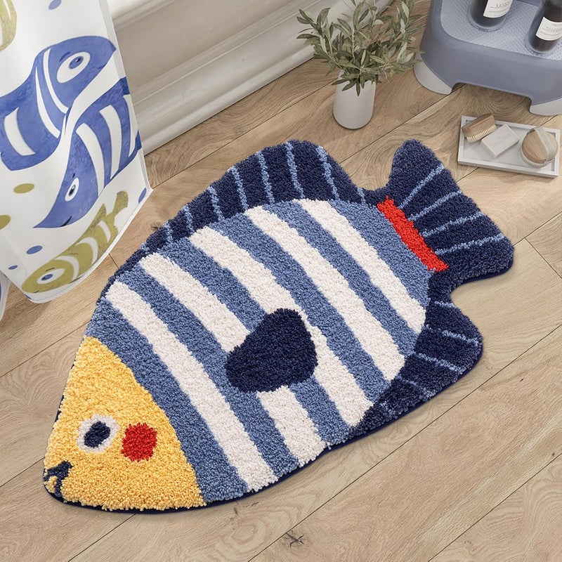 WREWING Ocean Animal Play Mat 21x33 Inch, Cute Animals Large Non Slip Super Soft Plush Area Rug for Kids Room Playroom Nursery Bedroom, Educational Washable Circular Floor Mat for Home Room Decorative - Image 3